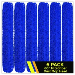 Gritt Commercial Microfiber Looped Dust Mop Pad Head, 60 x 5, Blue, 6/Pack