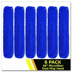 Gritt Commercial Microfiber Looped Dust Mop Pad Head, 48 x 5, Blue, 6/Pack