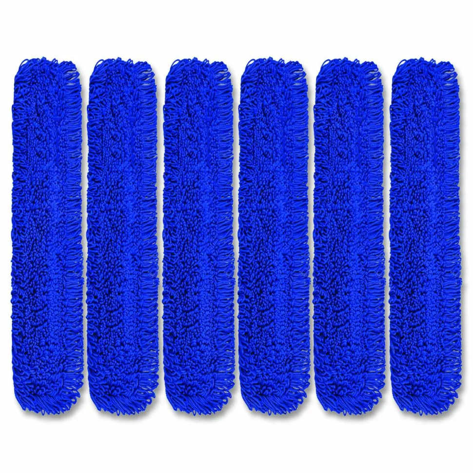 Gritt Commercial Microfiber Looped Dust Mop Pad Head, 48 x 5, Blue, 6/Pack