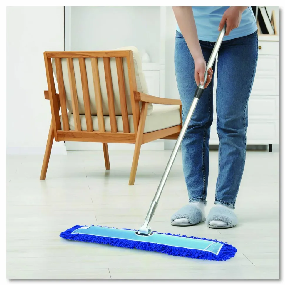 Gritt Commercial Microfiber Looped Dust Mop Pad Head, 48 x 5, Blue, 6/Pack