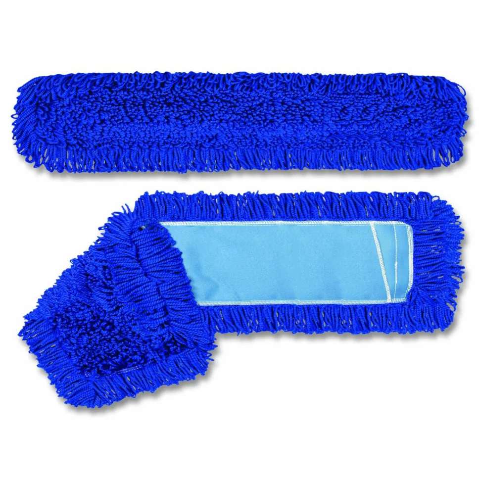 Gritt Commercial Microfiber Looped Dust Mop Pad Head, 48 x 5, Blue, 6/Pack
