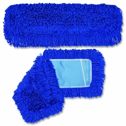 Gritt Commercial Microfiber Looped Dust Mop Pad Head, 24 x 5, Blue, 12/Carton