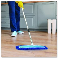 Gritt Commercial Microfiber Looped Dust Mop Pad Head, 24 x 5, Blue, 12/Carton