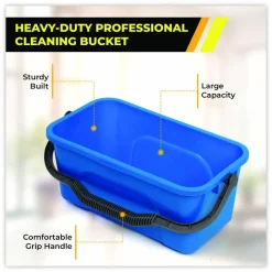 Gritt Commercial Pro Window Cleaning Kit with 14" Squeegee, 14" Washer, 20" Pole and 3 Gallon Heavy-Duty Bucket, 3/Kit