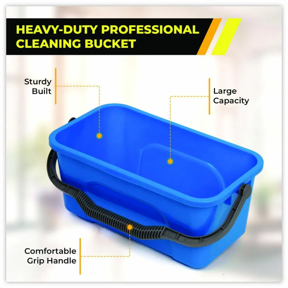 Gritt Commercial Pro Window Cleaning Kit with 14" Squeegee, 14" Washer, 20" Pole and 3 Gallon Heavy-Duty Bucket, 3/Kit