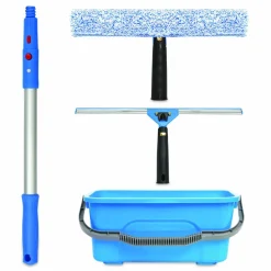 Gritt Commercial Pro Window Cleaning Kit with 14" Squeegee, 14" Washer, 20" Pole and 3 Gallon Heavy-Duty Bucket, 3/Kit