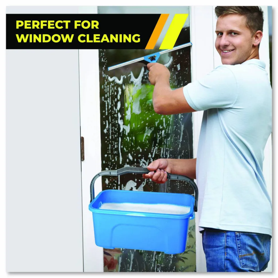 Gritt Commercial Pro Window Cleaning Kit with 14" Squeegee, 14" Washer, 20" Pole and 3 Gallon Heavy-Duty Bucket, 3/Kit
