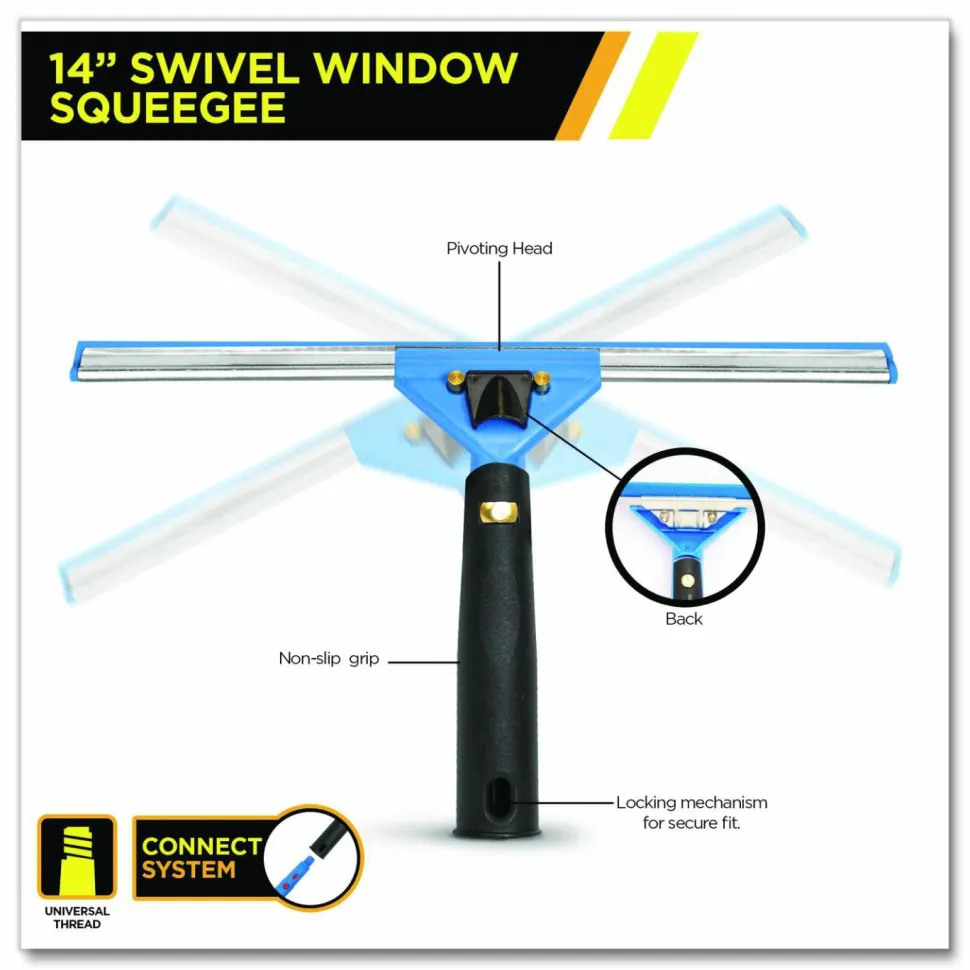 Gritt Commercial Pro Window Cleaning Kit with 14" Squeegee, 14" Washer, 20" Pole and 3 Gallon Heavy-Duty Bucket, 2/Kit