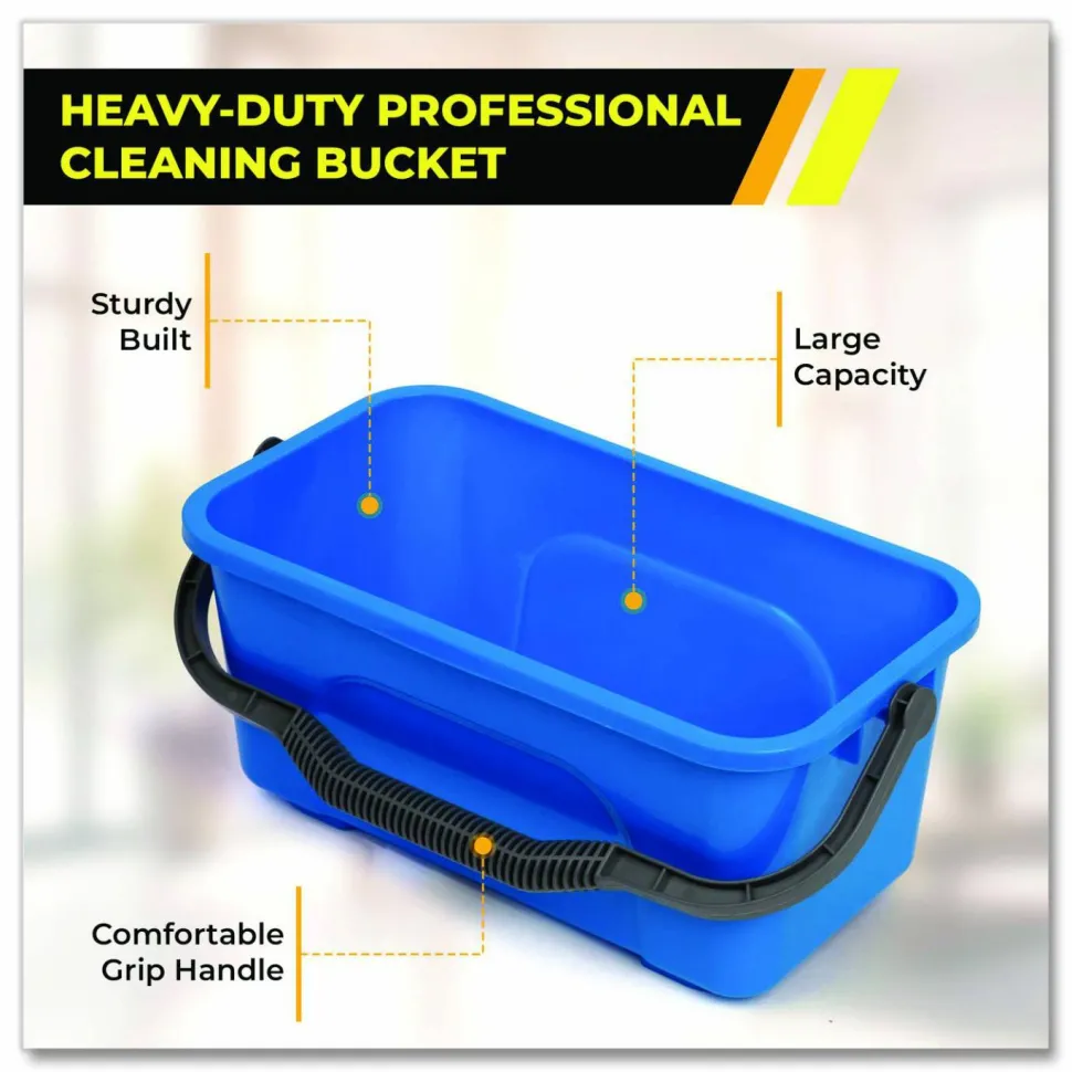 Gritt Commercial Pro Window Cleaning Kit with 14" Squeegee, 14" Washer, 20" Pole and 3 Gallon Heavy-Duty Bucket
