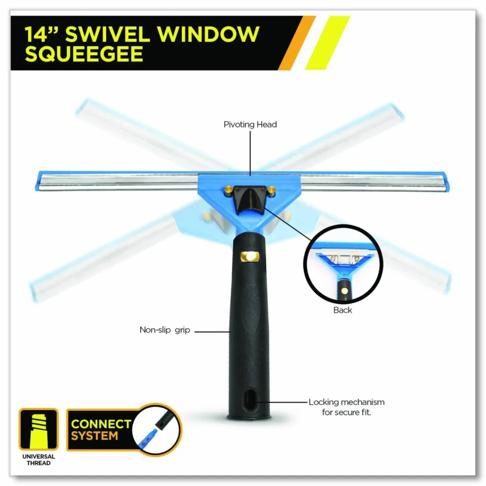 Gritt Commercial Pro Window Cleaning Kit with 14" Squeegee, 14" Washer, 20" Pole and 3 Gallon Heavy-Duty Bucket