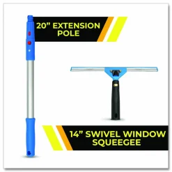 Gritt Commercial Pro Window Washing Kit with Swivel Window Squeegee and 20