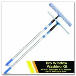 Gritt Commercial Pro Window Washing Kit with Squeegee, Washer and 6 ft Telescopic Pole, 18