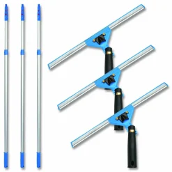 Gritt Commercial Pro Window Washing Kit with Swivel Squeegee and 6 ft Telescopic Pole, 14" Wide Blade, 3/Kit