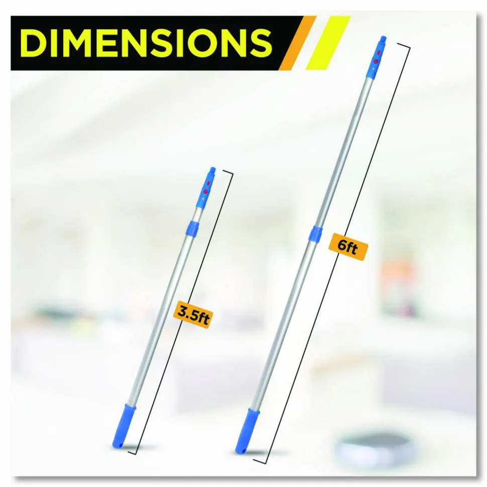 Gritt Commercial Pro Window Washing Kit with Swivel Squeegee and 6 ft Telescopic Pole, 14" Wide Blade, 3/Kit
