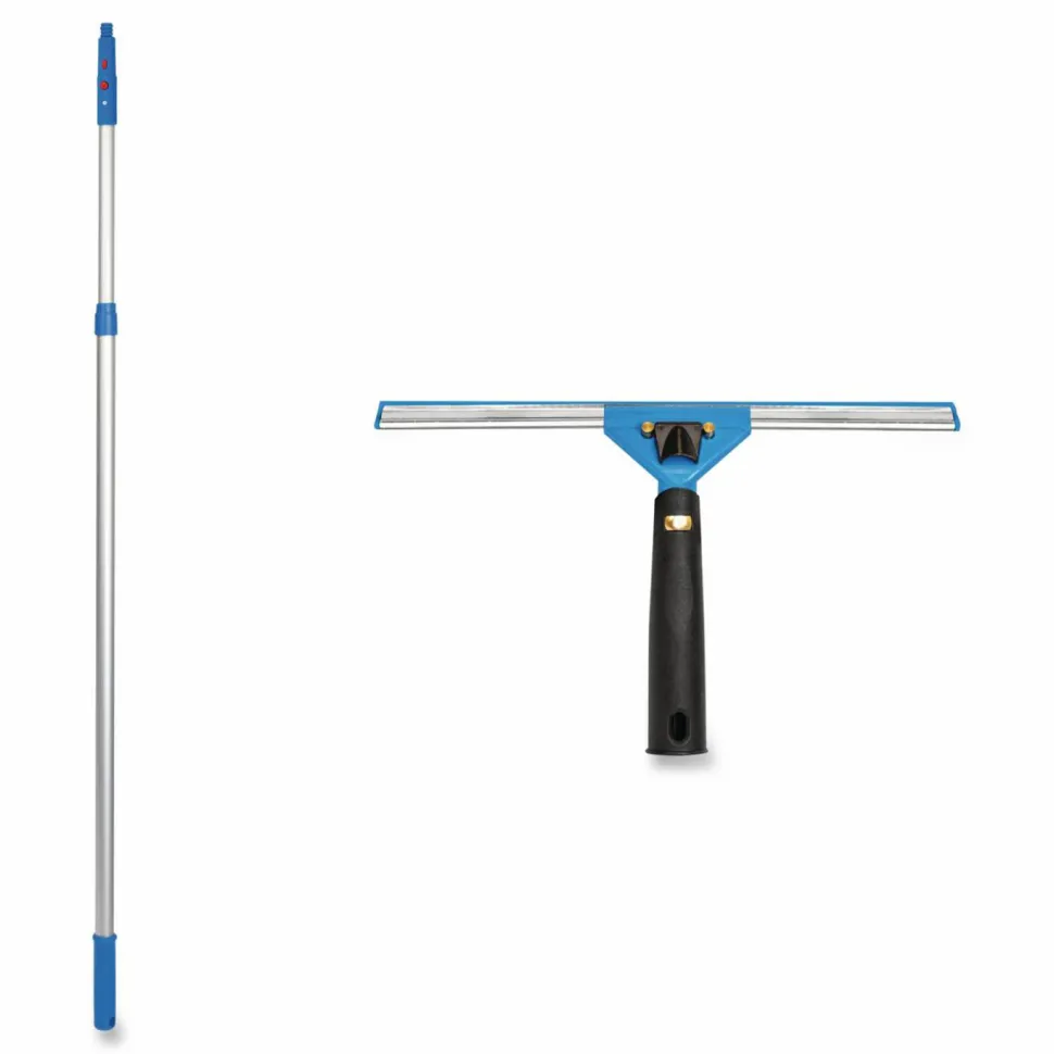 Gritt Commercial Pro Window Washing Kit with Swivel Squeegee and 6 ft Telescopic Pole, 14" Wide Blade, 3/Kit