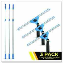 Gritt Commercial Pro Window Washing Kit with Swivel Squeegee and 6 ft Telescopic Pole, 14