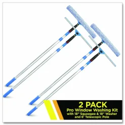 Gritt Commercial Pro Window Washing Kit with Squeegee, Washer and 6 ft Telescopic Pole, 18