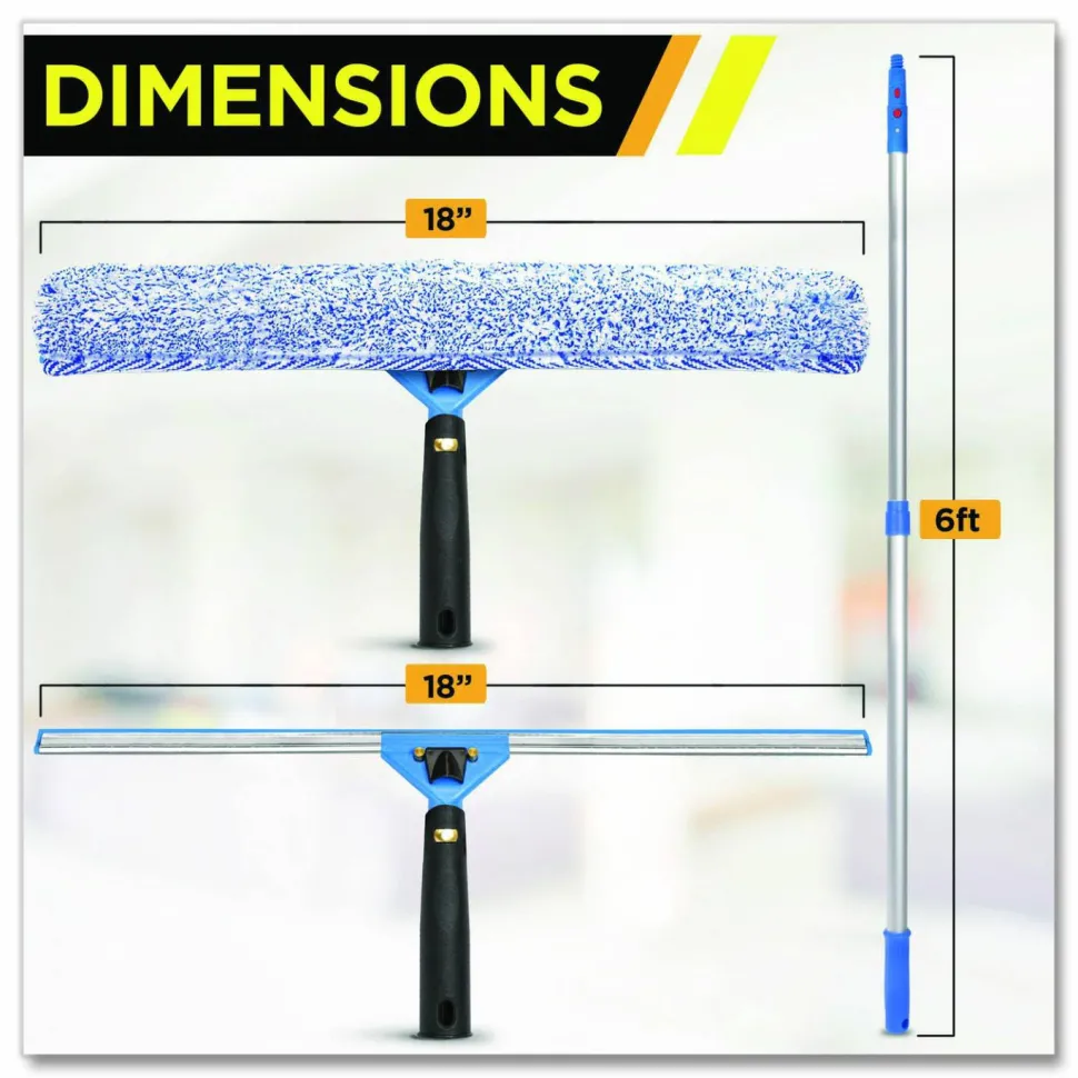 Gritt Commercial Pro Window Washing Kit with 14" Wide Blade Squeegee, Washer, 6 ft Telescopic Pole and 3 gal Heavy-Duty Bucket