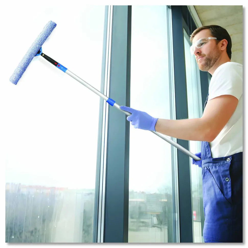 Gritt Commercial Pro Window Washing Kit with 14" Wide Blade Squeegee, Washer, 6 ft Telescopic Pole and 3 gal Heavy-Duty Bucket
