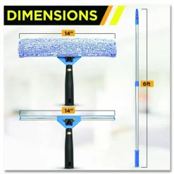 Gritt Commercial Pro Window Washing Kit with Squeegee, Washer and 6 ft Telescopic Pole, 14