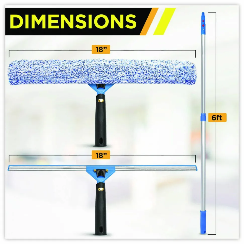 Gritt Commercial Pro Window Washing Kit with 14" Wide Blade Squeegee, Washer, 6 ft Telescopic Pole and 3 gal Heavy-Duty Bucket, 2/Kit