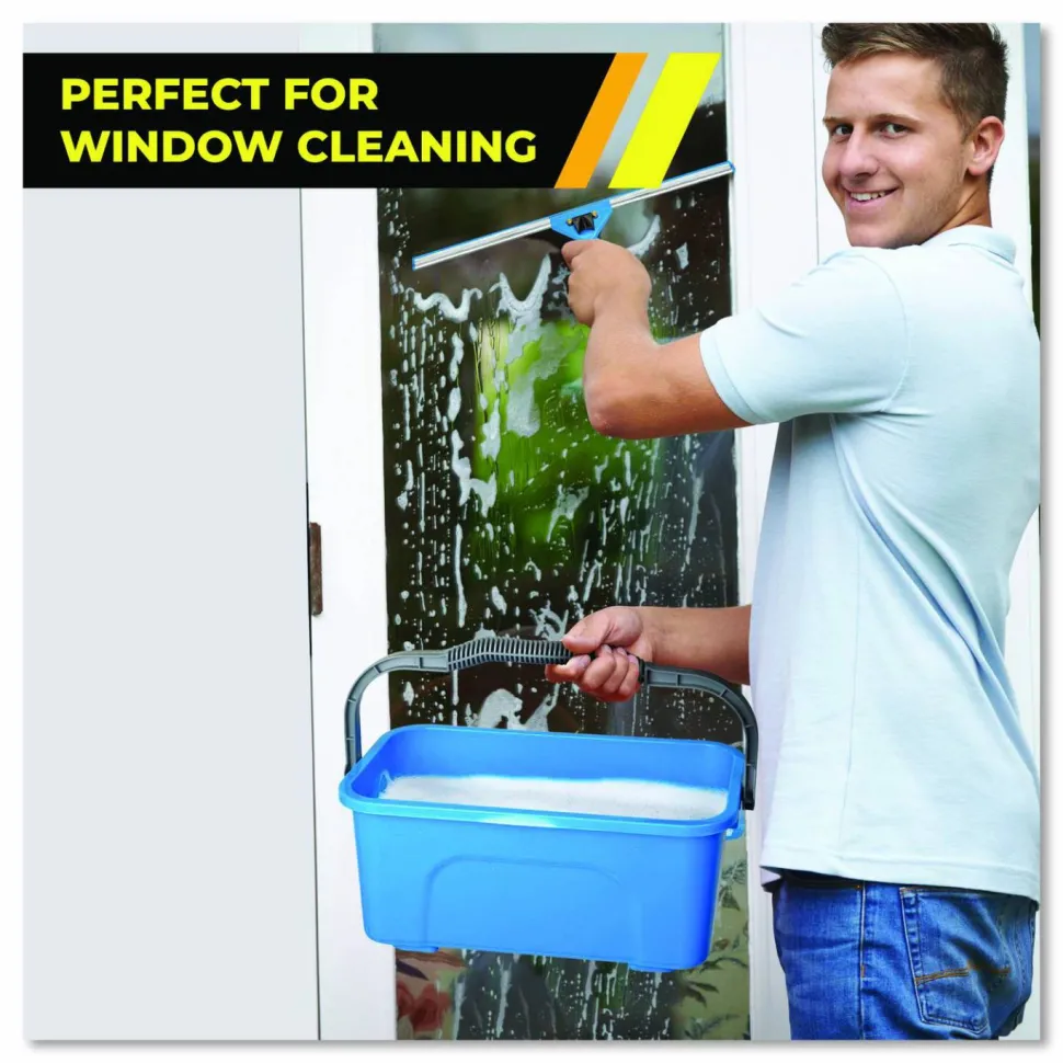 Gritt Commercial Pro Window Washing Kit with 14" Wide Blade Squeegee, Washer, 6 ft Telescopic Pole and 3 gal Heavy-Duty Bucket, 2/Kit