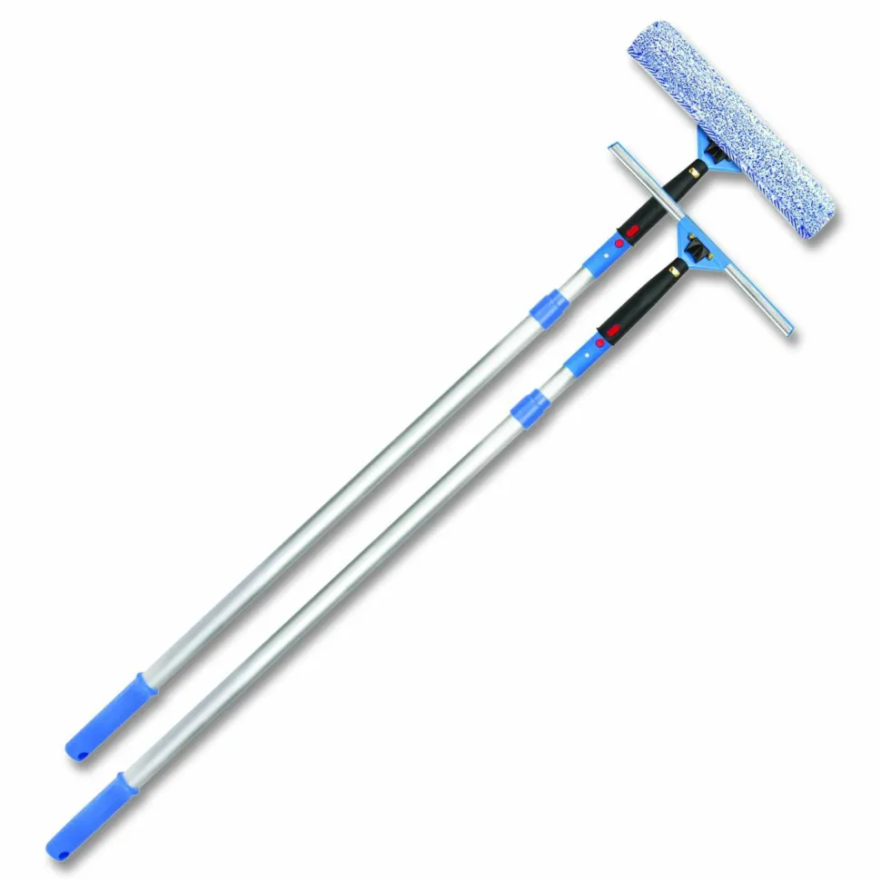Gritt Commercial Pro Window Washing Kit with Swivel Window Squeegee and 20" Pole, 18" Wide Blade, 3/Kit