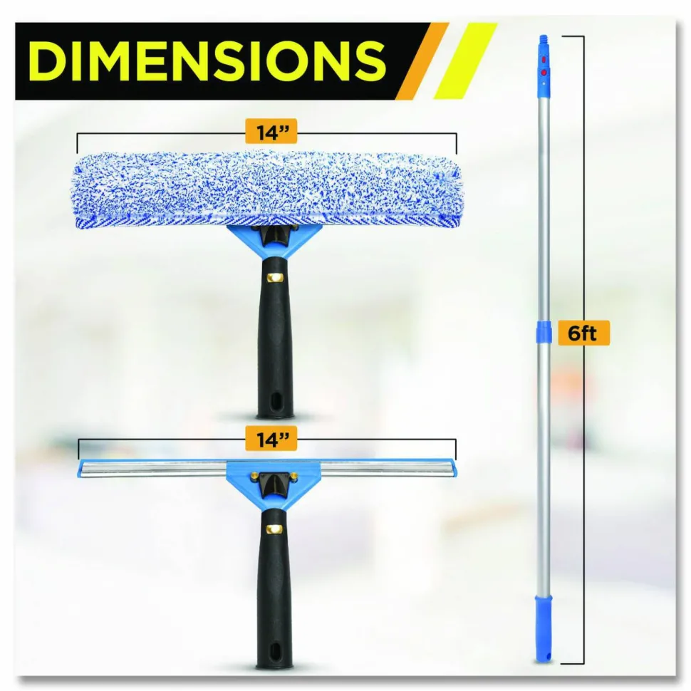 Gritt Commercial Pro Window Washing Kit with Swivel Window Squeegee and 20" Pole, 18" Wide Blade, 3/Kit