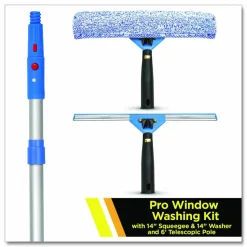 Gritt Commercial Pro Window Washing Kit with Squeegee, Washer and 6 ft Telescopic Pole, 14