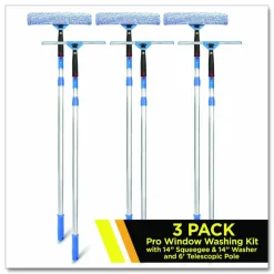 Gritt Commercial Pro Window Washing Kit with Squeegee, Washer and 6 ft Telescopic Pole, 14