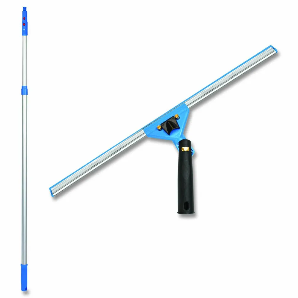 Gritt Commercial Pro Window Washing Kit with Swivel Squeegee and 6 ft Telescopic Pole, 18" Wide Blade