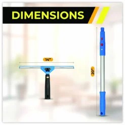 Gritt Commercial Pro Window Washing Kit with Swivel Window Squeegee and 20" Pole, 14" Wide Blade, 2/Kit