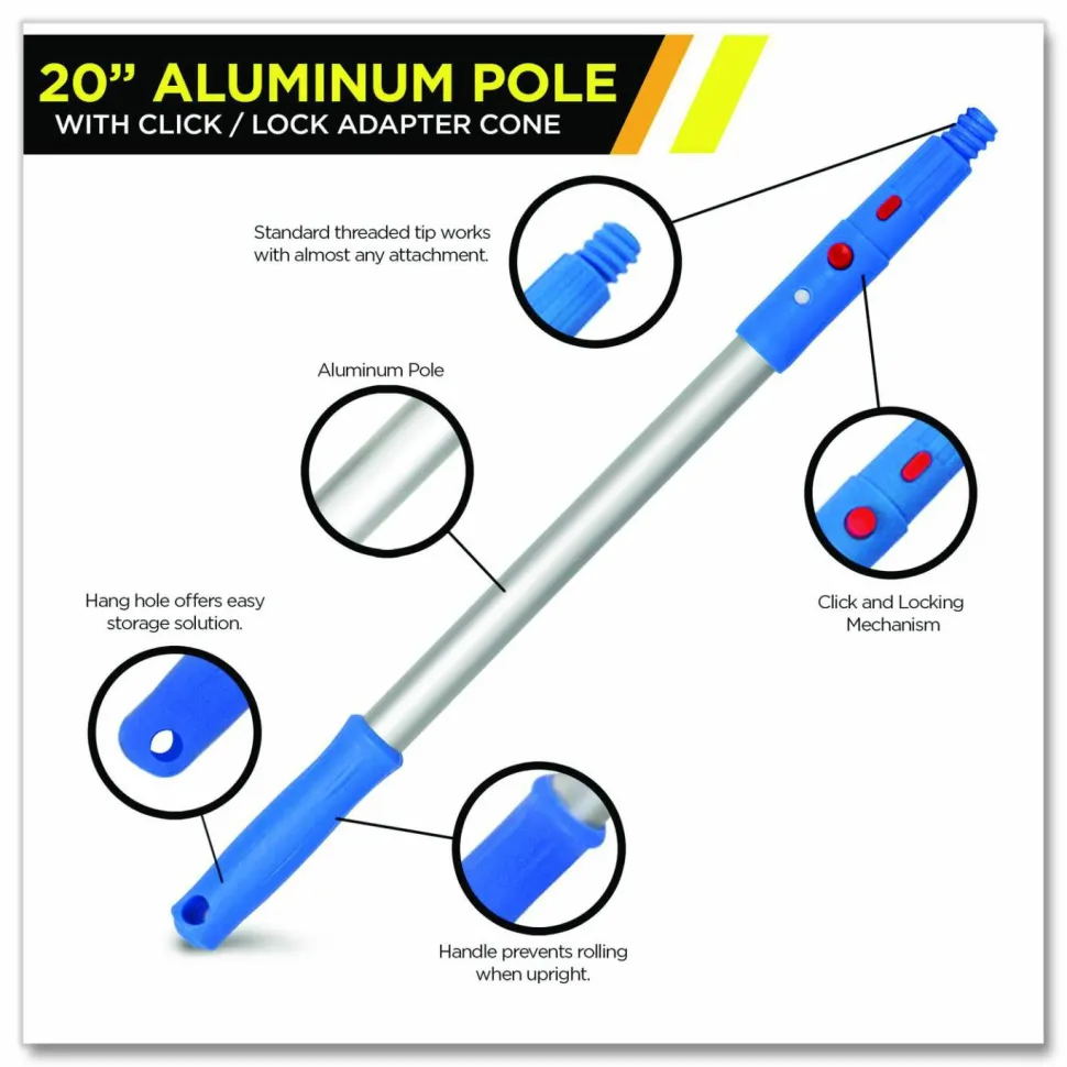 Gritt Commercial Pro Window Washing Kit with Swivel Window Squeegee and 20" Pole, 14" Wide Blade, 2/Kit