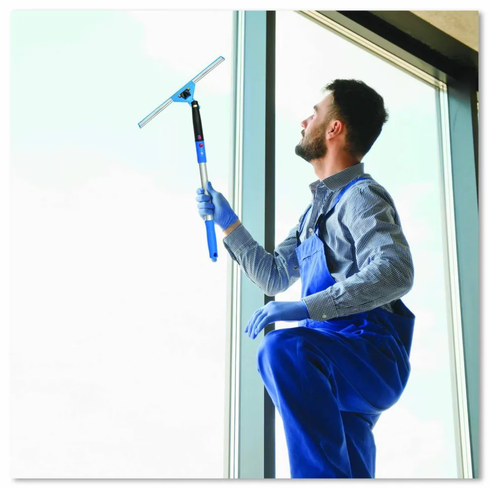 Gritt Commercial Pro Window Washing Kit with Swivel Window Squeegee and 20" Pole, 14" Wide Blade, 2/Kit