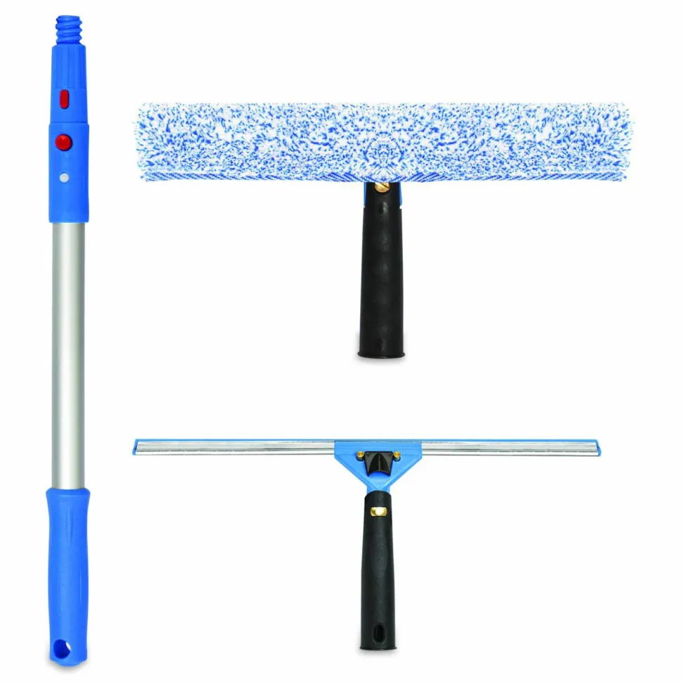 Gritt Commercial Pro Window Washing Kit with Squeegee, Washer and 20" Pole, 14" Wide Blade