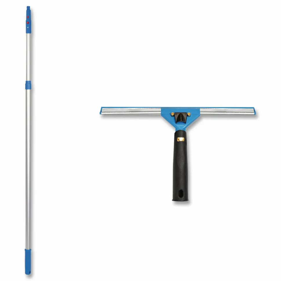 Gritt Commercial Pro Window Washing Kit with Swivel Squeegee and 6 ft Telescopic Pole, 14" Wide Blade