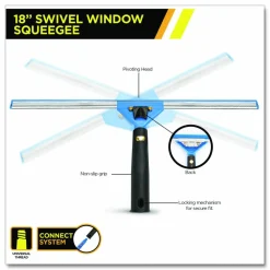 Gritt Commercial Pro Window Washing Kit with Squeegee, Washer and 6 ft Telescopic Pole, 18