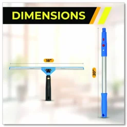 Gritt Commercial Pro Window Washing Kit with Squeegee, Washer and 6 ft Telescopic Pole, 18