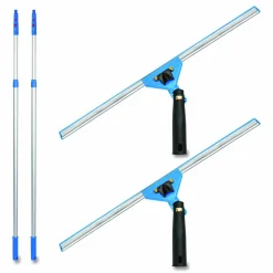 Gritt Commercial Pro Window Washing Kit with Swivel Squeegee and 6 ft Telescopic Pole, 18" Wide Blade, 2/Kit