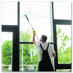 Gritt Commercial Pro Window Washing Kit with Swivel Squeegee and 6 ft Telescopic Pole, 18" Wide Blade, 3/Kit