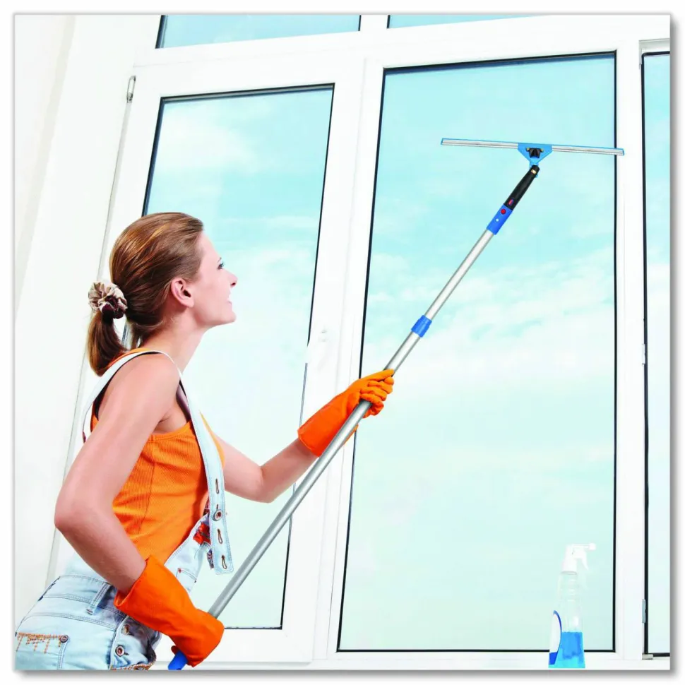 Gritt Commercial Pro Window Washing Kit with Swivel Squeegee and 6 ft Telescopic Pole, 18" Wide Blade, 3/Kit