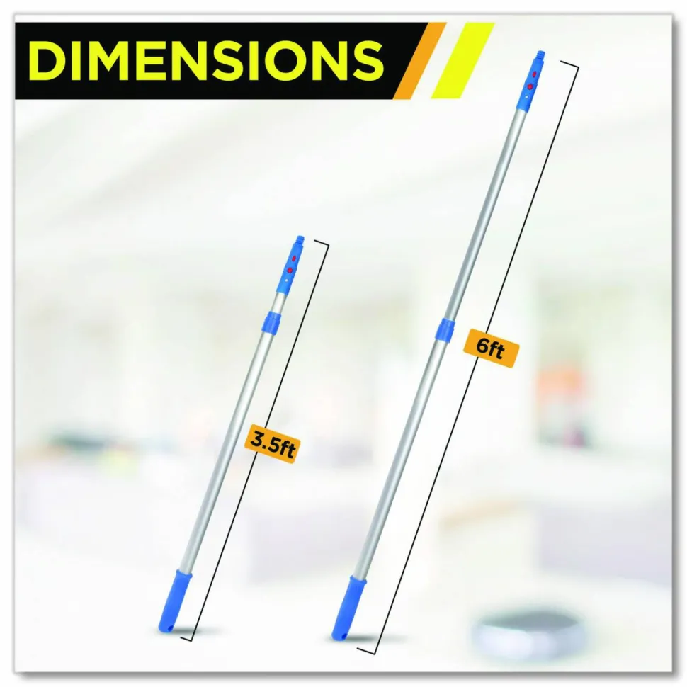Gritt Commercial Pro Window Washing Kit with Swivel Squeegee and 6 ft Telescopic Pole, 18" Wide Blade, 3/Kit