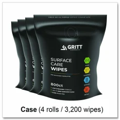 Gritt Commercial Surface Care Wipes, 1-Ply, 6 x 8, Fresh, White, 800/Pack, 4 Packs/Carton