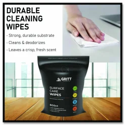 Gritt Commercial Surface Care Wipes, 1-Ply, 6 x 8, Fresh, White, 800/Pack, 4 Packs/Carton