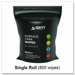 Gritt Commercial Surface Care Wipes, 1-Ply, 6 x 8, Fresh Scent, White, 800 Wipes