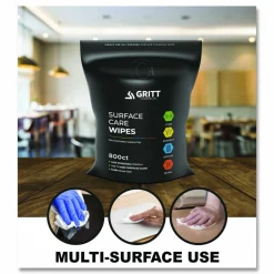 Gritt Commercial Surface Care Wipes, 1-Ply, 6 x 8, Fresh Scent, White, 800 Wipes
