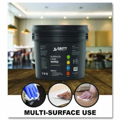 Gritt Commercial Surface Care Wipes, 1-Ply, 6 x 8, Fresh Scent, White, 800/Bucket, 4 Buckets/Carton