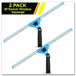 Gritt Commercial Swivel Window Squeegee with Quick Release, 18" Wide Blade, 2/Pack