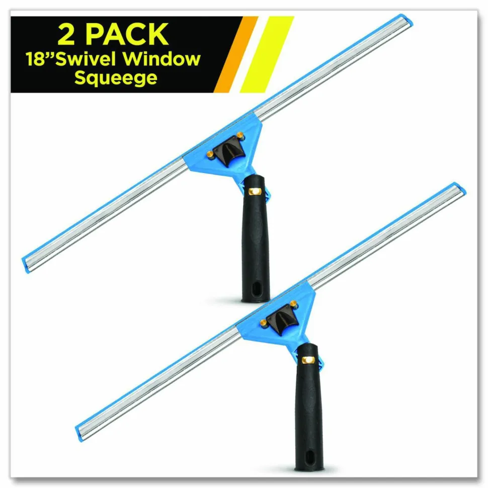 Gritt Commercial Swivel Window Squeegee with Quick Release, 18" Wide Blade, 2/Pack