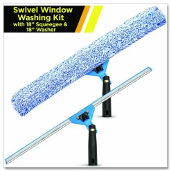 Gritt Commercial Swivel Window Washing Kit with Squeegee and Washer, 18